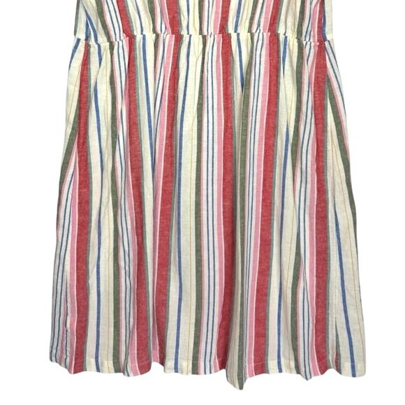 Old Navy Gauzy Shift Dress Full Button Sleeveless Linen XL Beachy Coastal Stripe - Picture 8 of 13